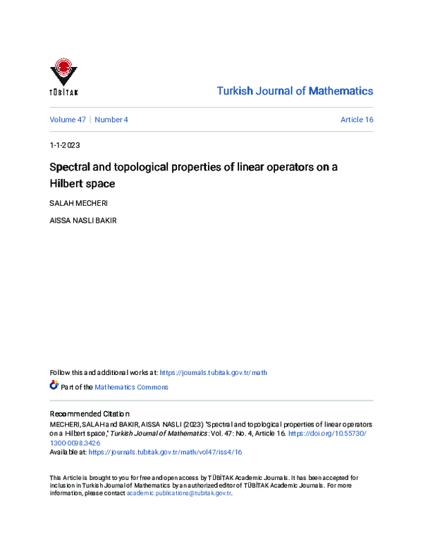 (PDF) Spectral and topological properties of linear operators on a ...