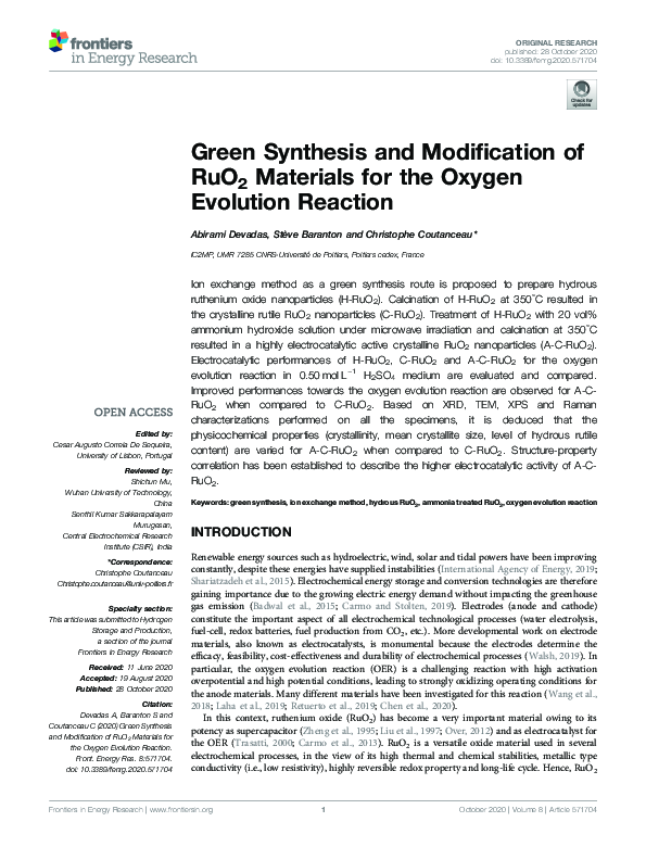(PDF) Green Synthesis and Modification of RuO2 Materials for the Oxygen ...