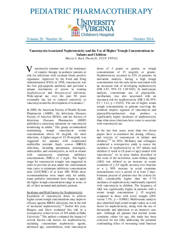 (PDF) Vancomycin-Associated Nephrotoxicity and the Use of Higher Trough ...