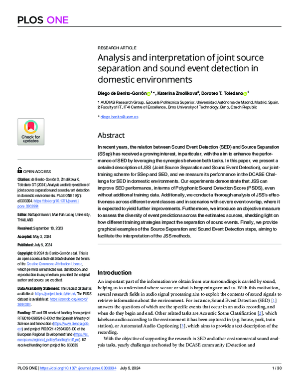 (PDF) Analysis and interpretation of joint source separation and sound ...