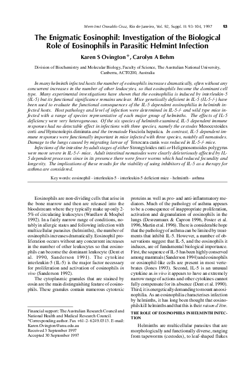 (PDF) The enigmatic eosinophil: investigation of the biological role of ...