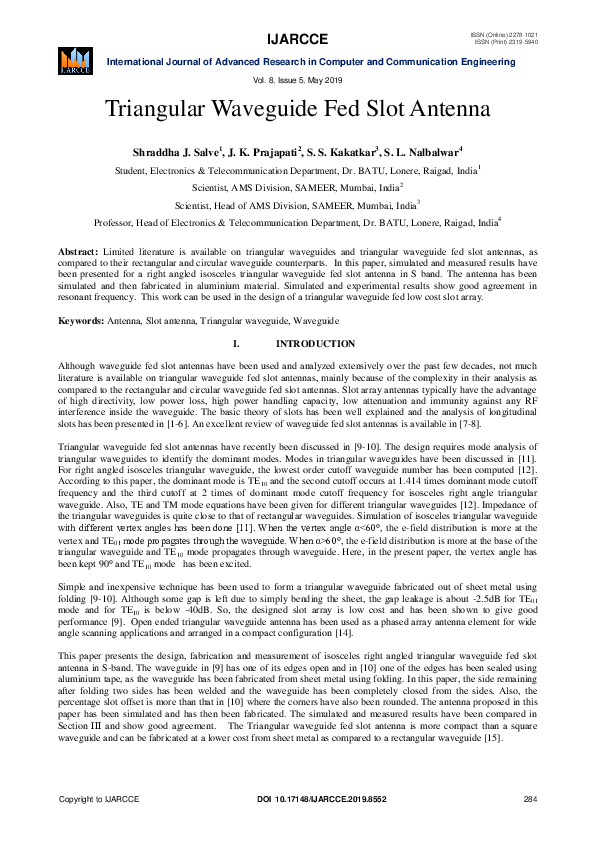 (PDF) Triangular Waveguide Fed Slot Antenna