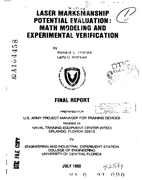 (PDF) Laser Marksmanship Potential Evaluation: Math Modelling and ...