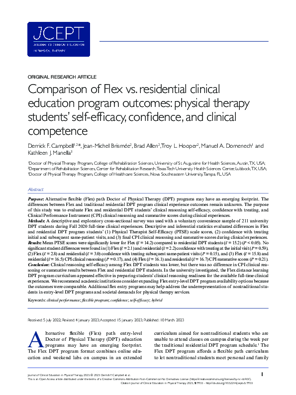(PDF) Comparison of Flex vs. residential clinical education program ...