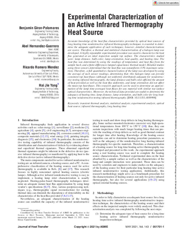 (PDF) Experimental Characterization of an Active Infrared Thermography ...