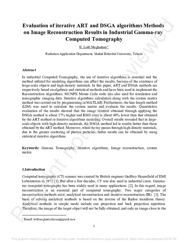(PDF) Evaluation of iterative ART and DSGA algorithms Methods on Image ...