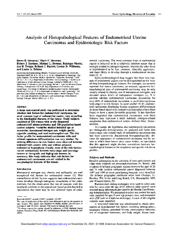 (PDF) Analysis of histopathological features of endometrioid uterine ...
