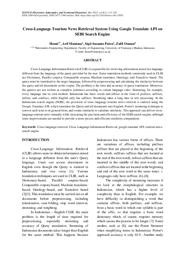 (PDF) Cross-Language Tourism News Retrieval System Using Google ...