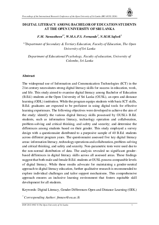 (PDF) DIGITAL LITERACY AMONG BACHELOR OF EDUCATION STUDENTS AT THE OPEN ...