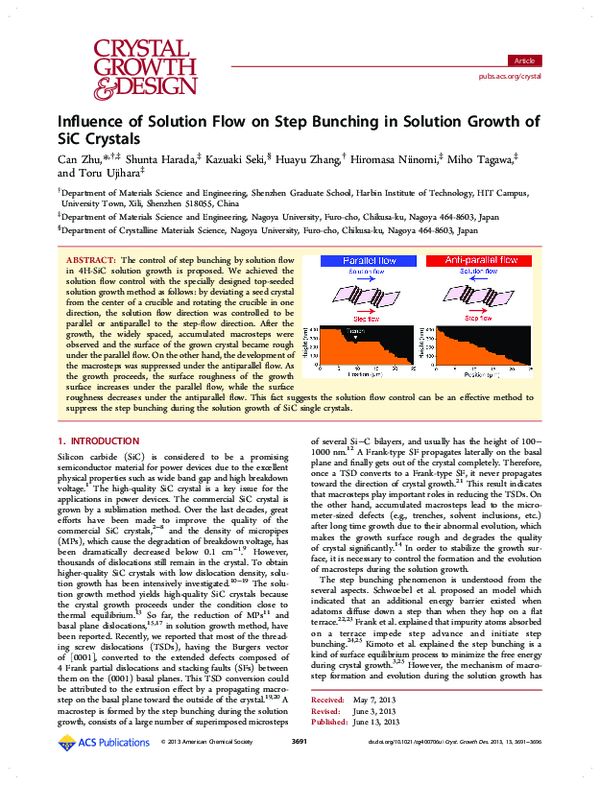 (PDF) Influence of Solution Flow on Step Bunching in Solution Growth of ...