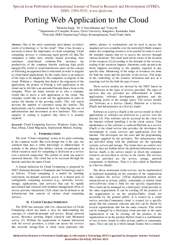 (PDF) Porting Web Application to the Cloud