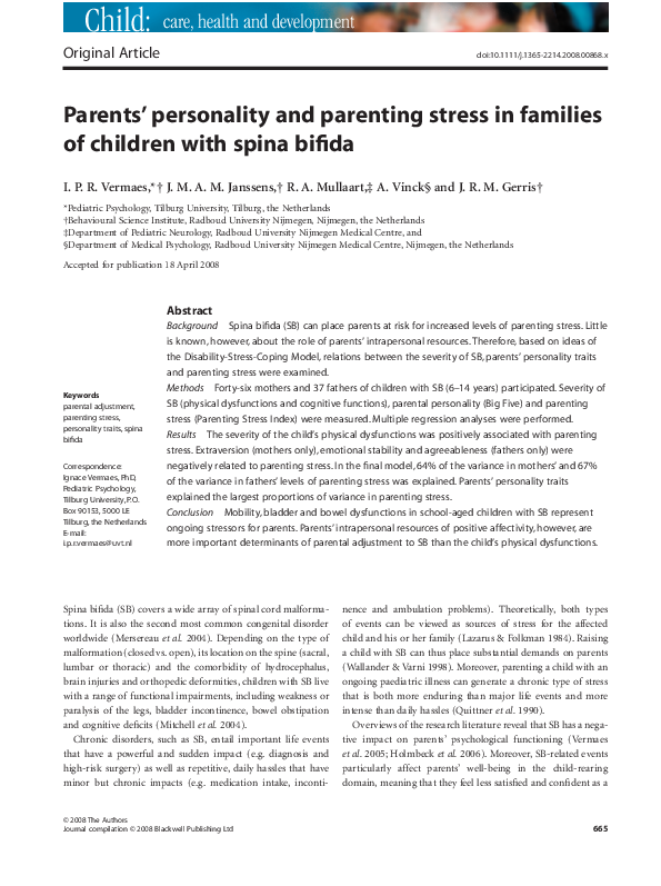 (PDF) Parents’ personality and parenting stress in families of children ...