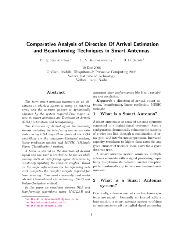 (PDF) Comparative Analysis of Direction Of Arrival Estimation and ...