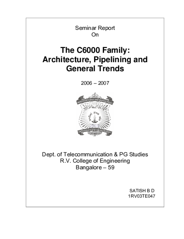(PDF) The C6000 Family: Architecture, Pipelining and General Trends