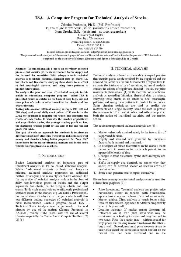 (PDF) TSA – A Computer Program for Technical Analysis of Stocks