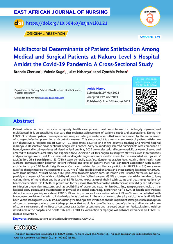 (PDF) Multifactorial Determinants of Patient Satisfaction Among Medical ...