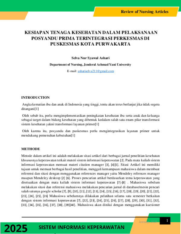 (PDF) KESIAPAN TENAGA KESEHATAN DALAM PELAKSANAAN POSYANDU PRIMA ...