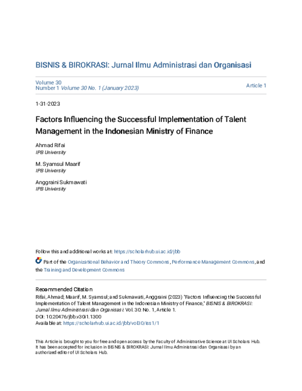 (PDF) Factors Influencing the Successful Implementation of Talent ...