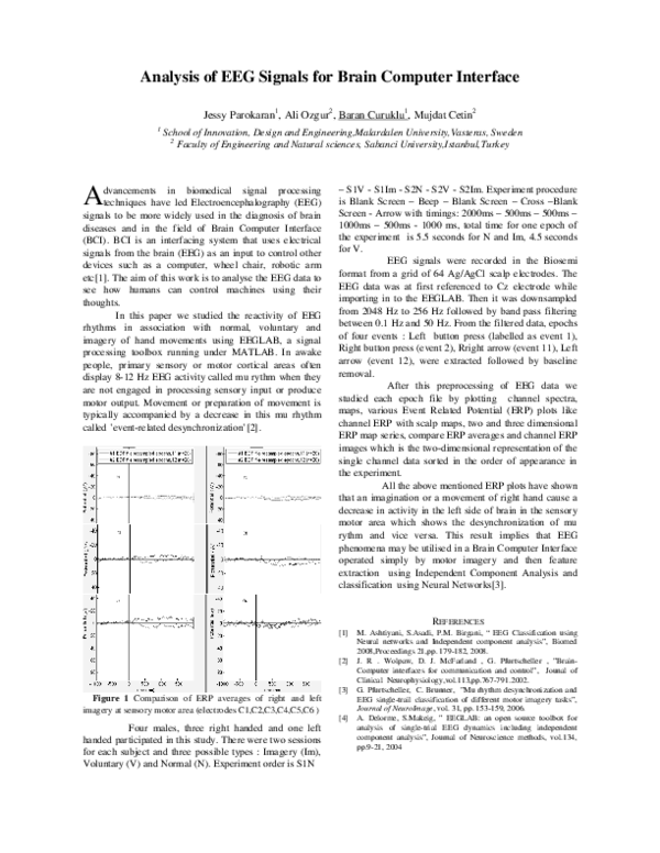 (PDF) Analysis of EEG Signals for Brain Computer Interface