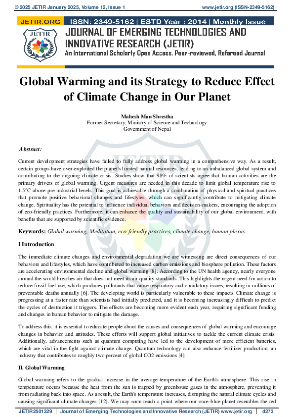 (PDF) Global Warming and its Strategy to Reduce Effect of Climate ...
