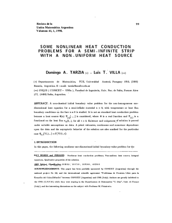 (PDF) Some nonlinear heat conduction problems for a semi-infinite strip ...