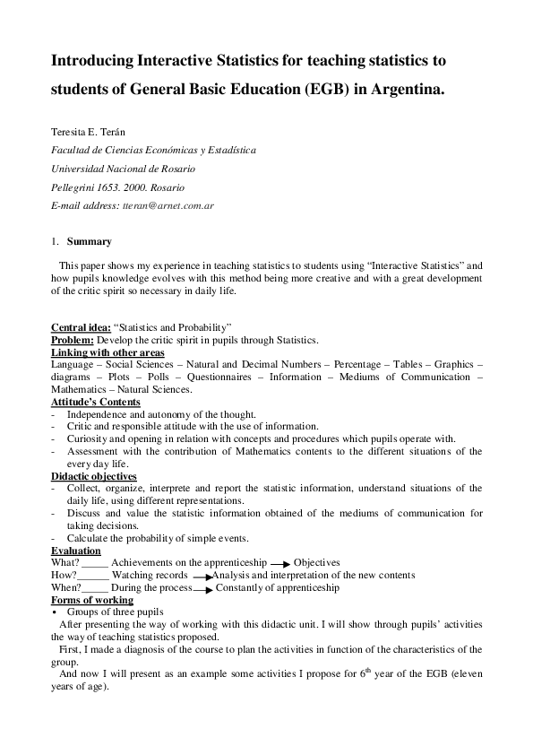 (PDF) Introducing Interactive Statistics for teaching statistics to ...