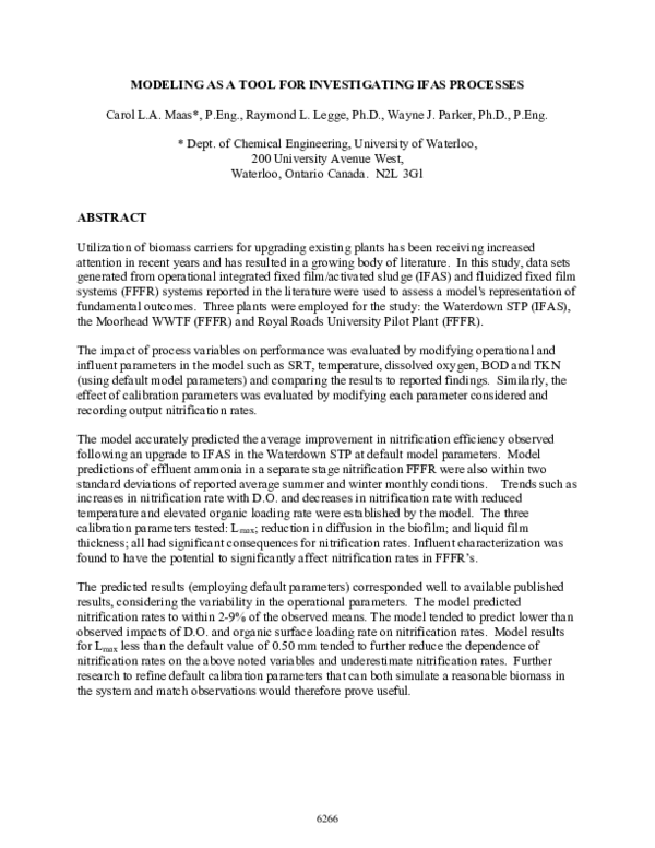 (PDF) Modeling as a Tool for Investigating Ifas Processes