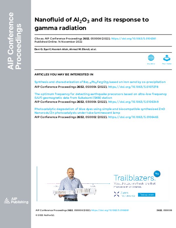 (PDF) Nanofluid of Al2O3 and its response to gamma radiation