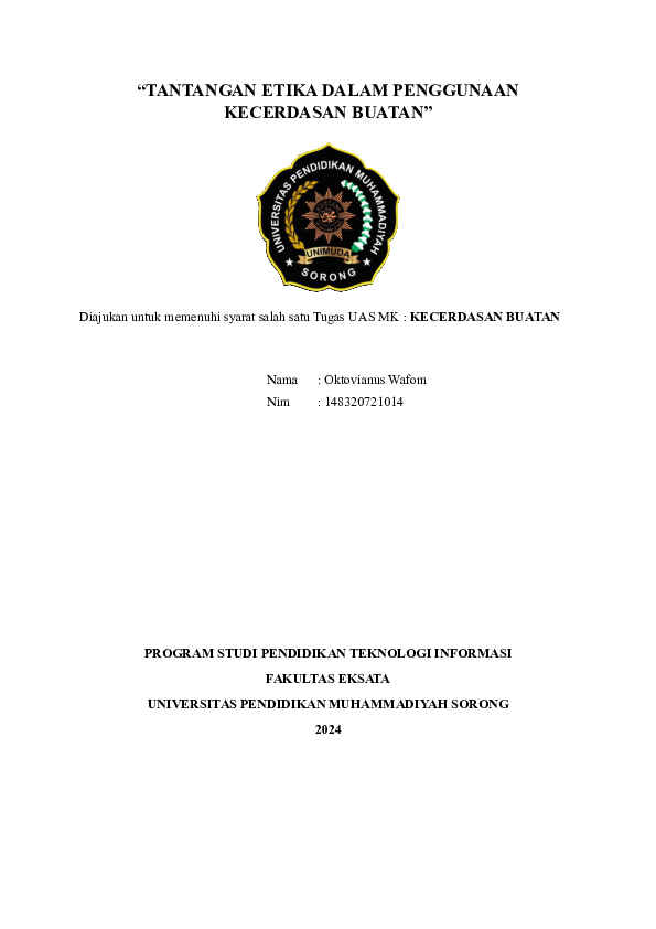 (PDF) TANTANGAN ETIKA DALAM PENGGUNAAN KECERDASAN BUATAN