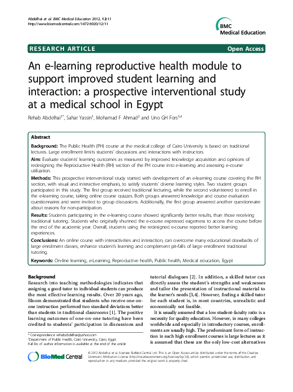 (PDF) An e-learning reproductive health module to support improved ...