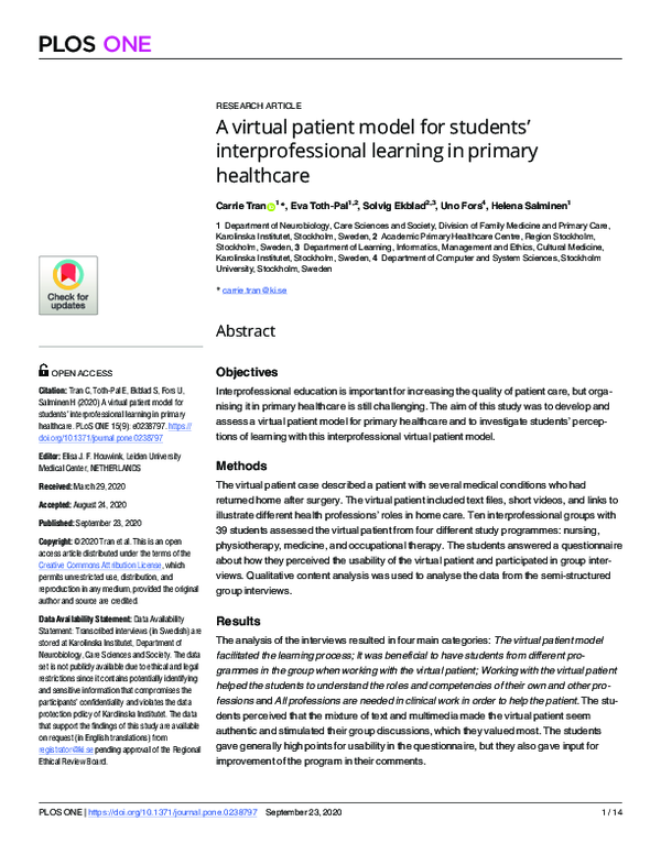 (PDF) A virtual patient model for students’ interprofessional learning ...