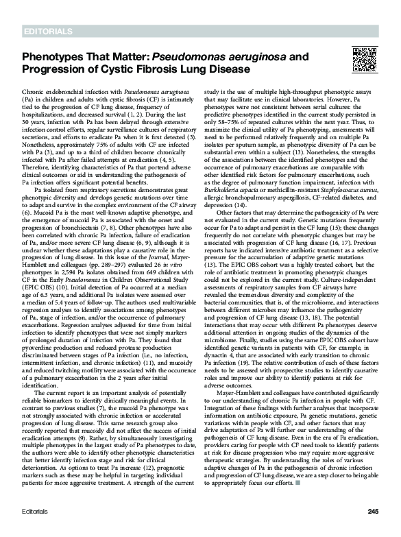 (PDF) Phenotypes that matter: Pseudomonas aeruginosa and progression of ...