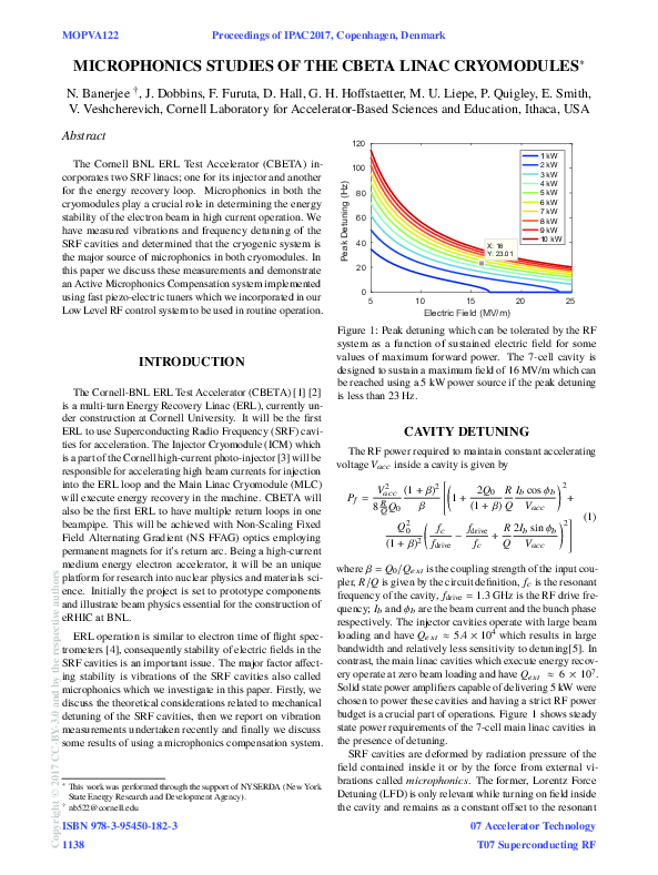 (PDF) Microphonics Studies of the CBETA Linac Cryomodules