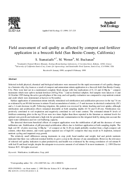 (PDF) Field assessment of soil quality as affected by compost and ...