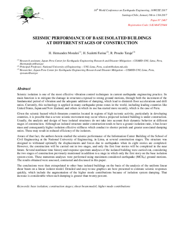 (PDF) Seismic Performance of Base Isolated Buildings at Different ...