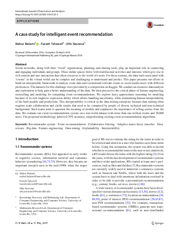 (PDF) A case study for intelligent event recommendation
