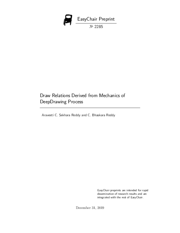 (PDF) Draw Relations Derived from Mechanics of DeepDrawing Process