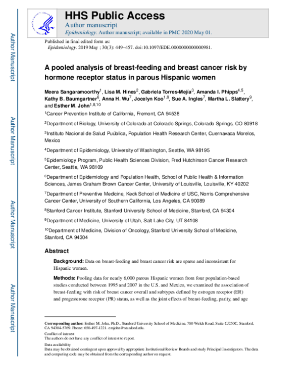 (PDF) A Pooled Analysis of Breastfeeding and Breast Cancer Risk by ...