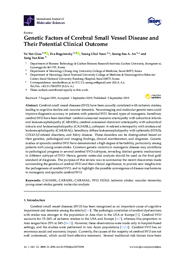 (PDF) Genetic Factors of Cerebral Small Vessel Disease and Their ...