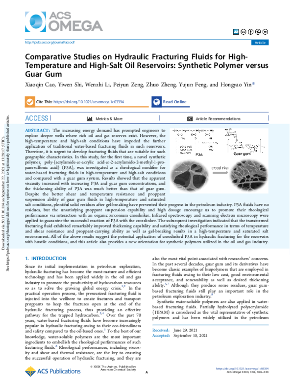 (PDF) Comparative Studies on Hydraulic Fracturing Fluids for High ...