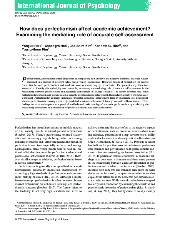 (PDF) How does perfectionism affect academic achievement? Examining the ...