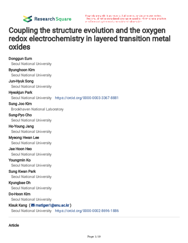 (PDF) Coupling the structure evolution and the oxygen redox ...