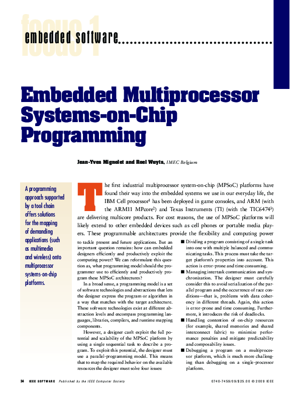 (PDF) Embedded Multiprocessor Systems-on-Chip Programming