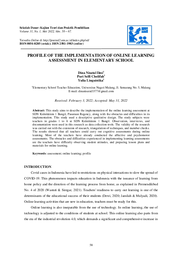 (PDF) Profile of The Implementation of Online Learning Assessment in ...
