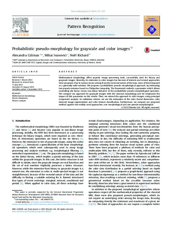 (PDF) Probabilistic pseudo-morphology for grayscale and color images
