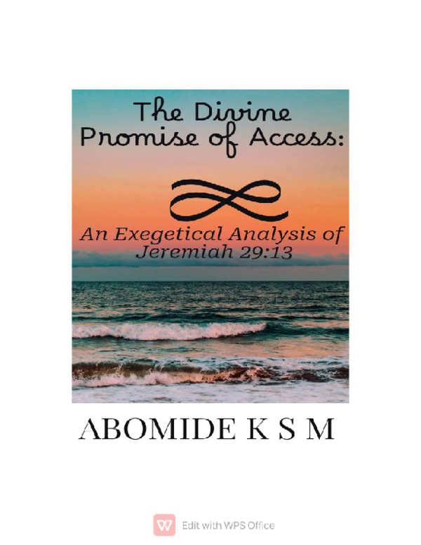 (PDF) THE DIVINE PROMISE OF ACCESS: AN EXEGETICAL ANALYSIS OF JEREMIAH ...
