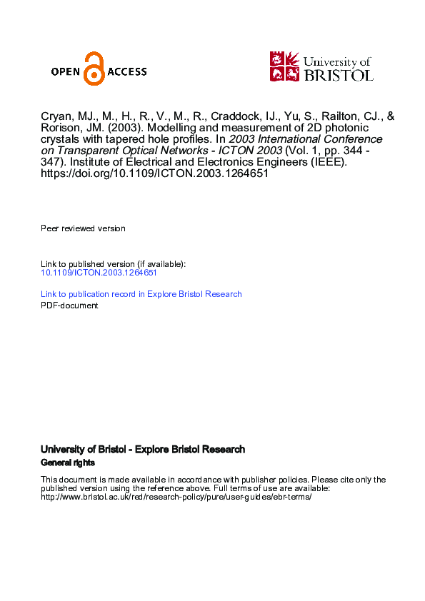 (PDF) Modelling and measurement of 2D photonic crystals with tapered ...