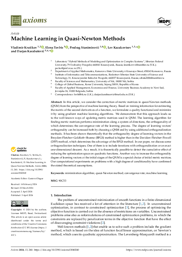 (PDF) Machine Learning in Quasi-Newton Methods