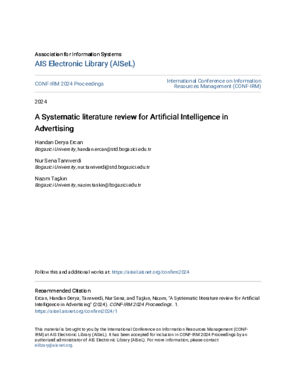 (PDF) A Systematic literature review for Artificial Intelligence in ...