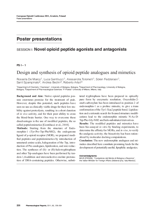 (PDF) Design and synthesis of opioid peptide analogues and mimetics